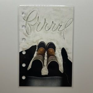 Winter theme boots in snow dashboard insert for A7 pocket size agenda